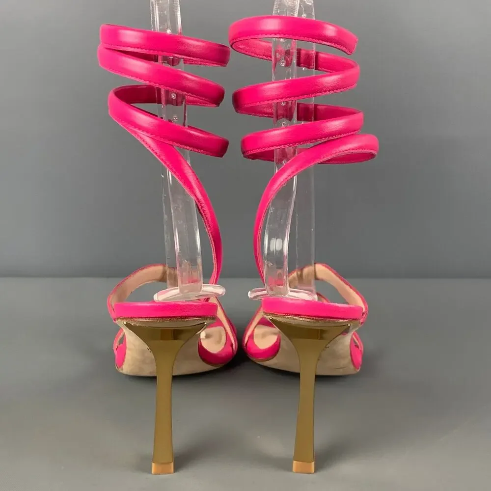 STUART WEITZMAN Size 9 Beatrix Pink Gold Leather Strappy Sandals